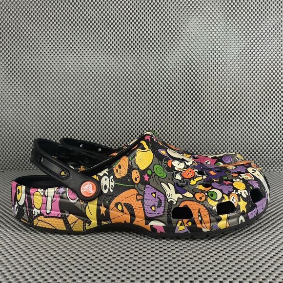 Disney Mickey Halloween Print Adult Clogs Mens 9 Womens Black Slip On Shoes - Picture 2 of 10